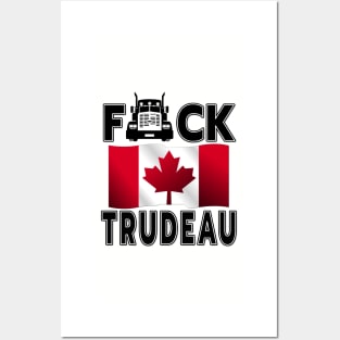 F-CK TRUDEAU SAVE CANADA FREEDOM CONVOY OF TRUCKERS BLACK Posters and Art